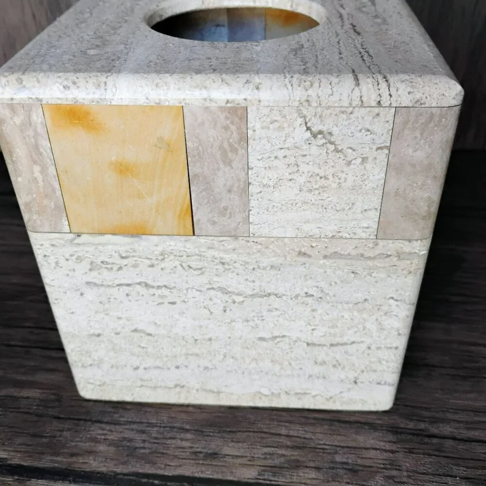 Handcrafted Natural Stone Travertine Tissue Box Cover By WaterStone